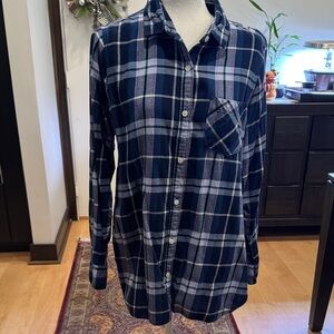 Old Navy Blue and White Plaid Button Down Shirt